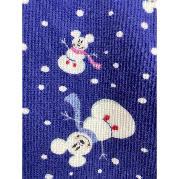 Disney Store PJ Top Women L/XL Purple Mickey Mouse Snowman Thermal Pajama Cotton - Picture 5 of 6